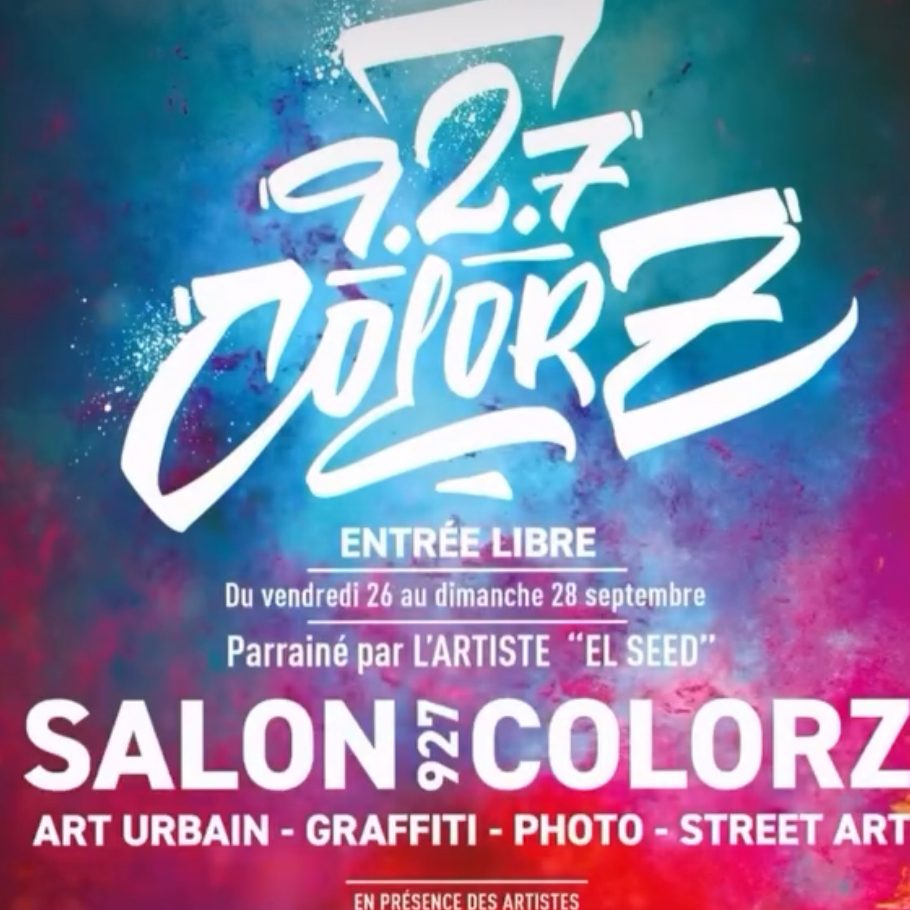 Affiche du Salon 927 Colorz, art urbain et street art, entrée libre.